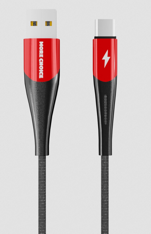 Купить Дата-кабель Smart USB 3.0A для Type-C More choice K41Sa New нейлон 1м (Red Black)